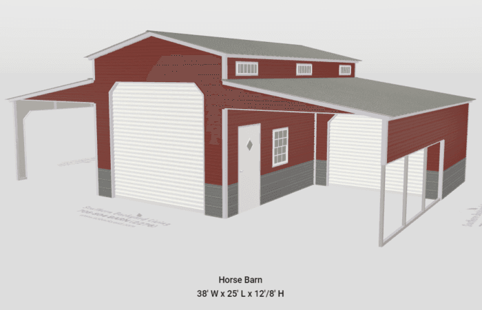 38x25x12x8 Horse Barn - Image 6