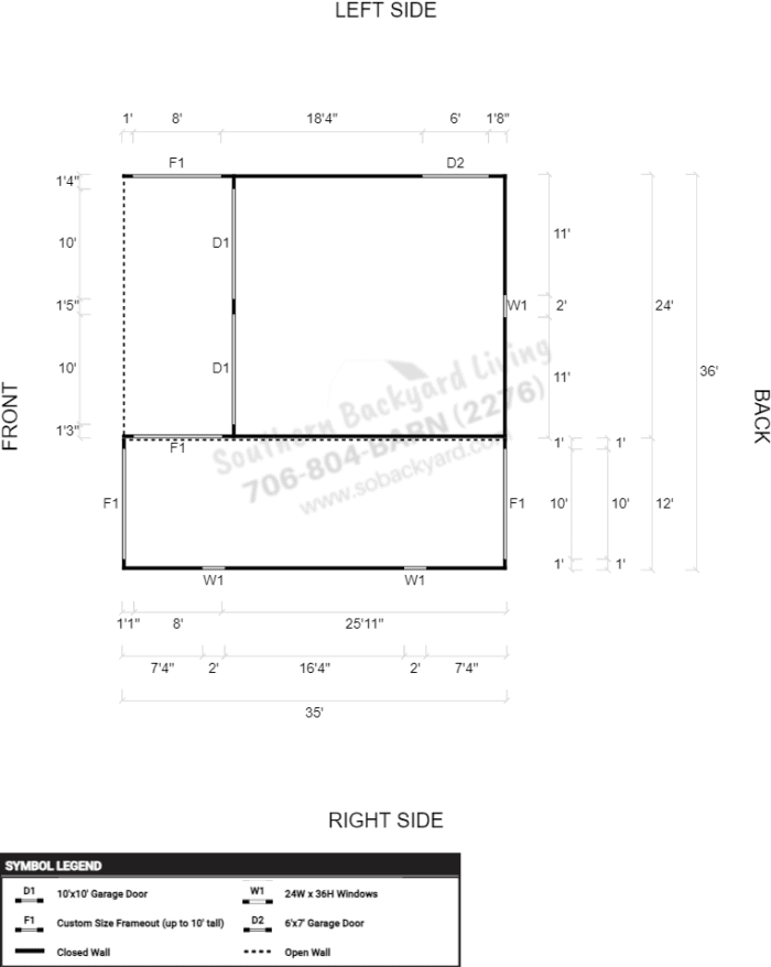 36x35x11x8 Garage with Lean to - Image 4