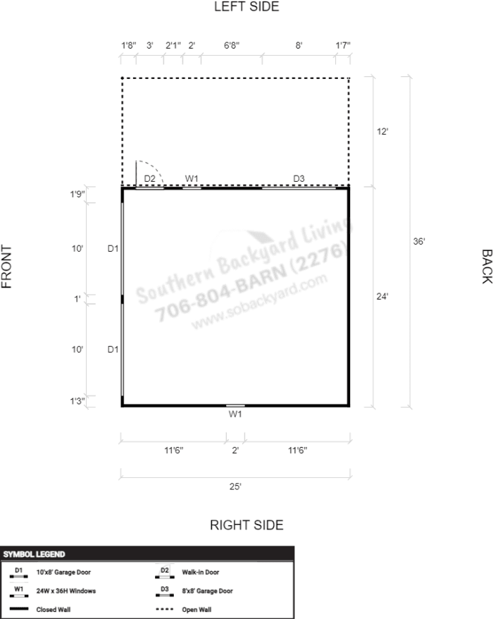 36x25x9x6 Garage with Lean to - Image 5