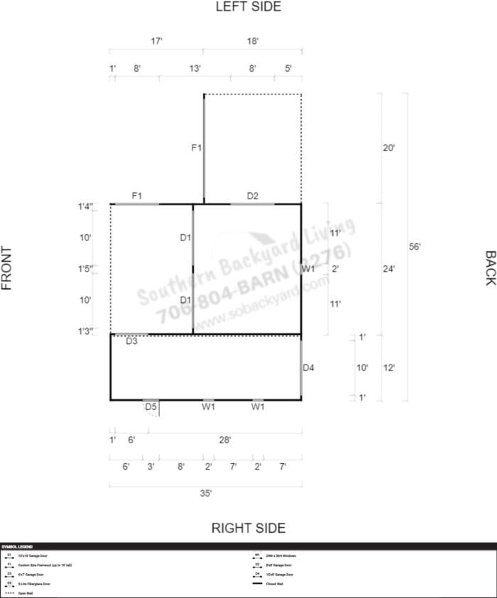 56x35x12x10x9 Combo Garage Metal Building - Image 7