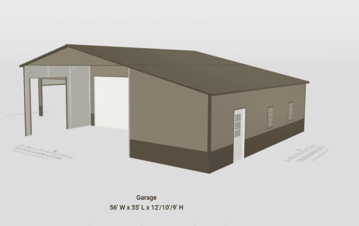 56x35x12x10x9 Combo Garage Metal Building - Image 5