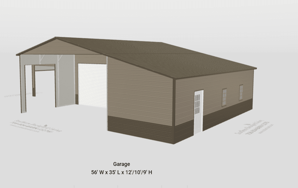56x35x12x10x9 Combo Garage Metal Building - Image 5