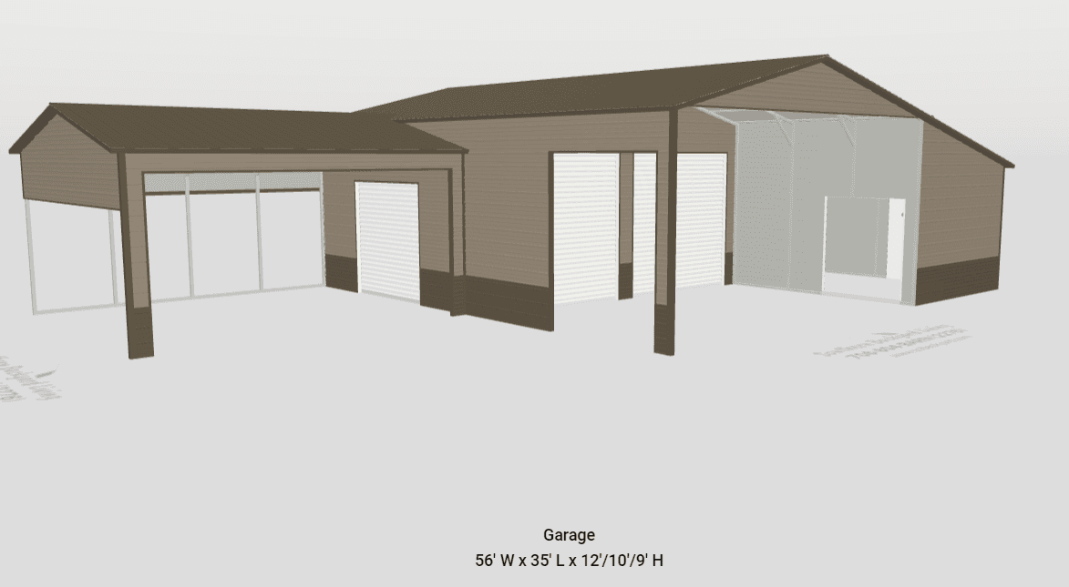 56x35x12x10x9 Combo Garage Metal Building - Image 6